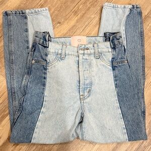 REVICE Two-Tone Light & Dark Blue High-Rise Jeans